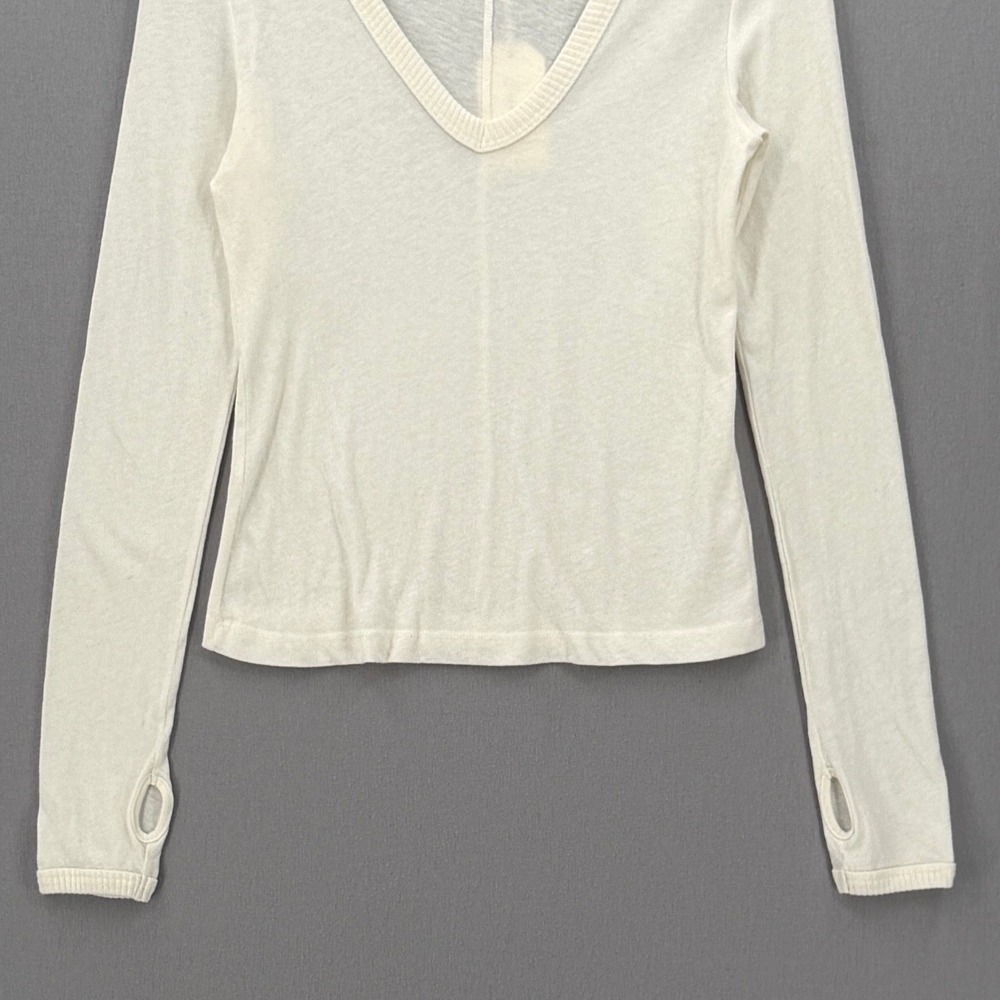 ENZA COSTA Cashmere Jersey New Classic V Neck Womens Small Cream Off White - Picture 7 of 12
